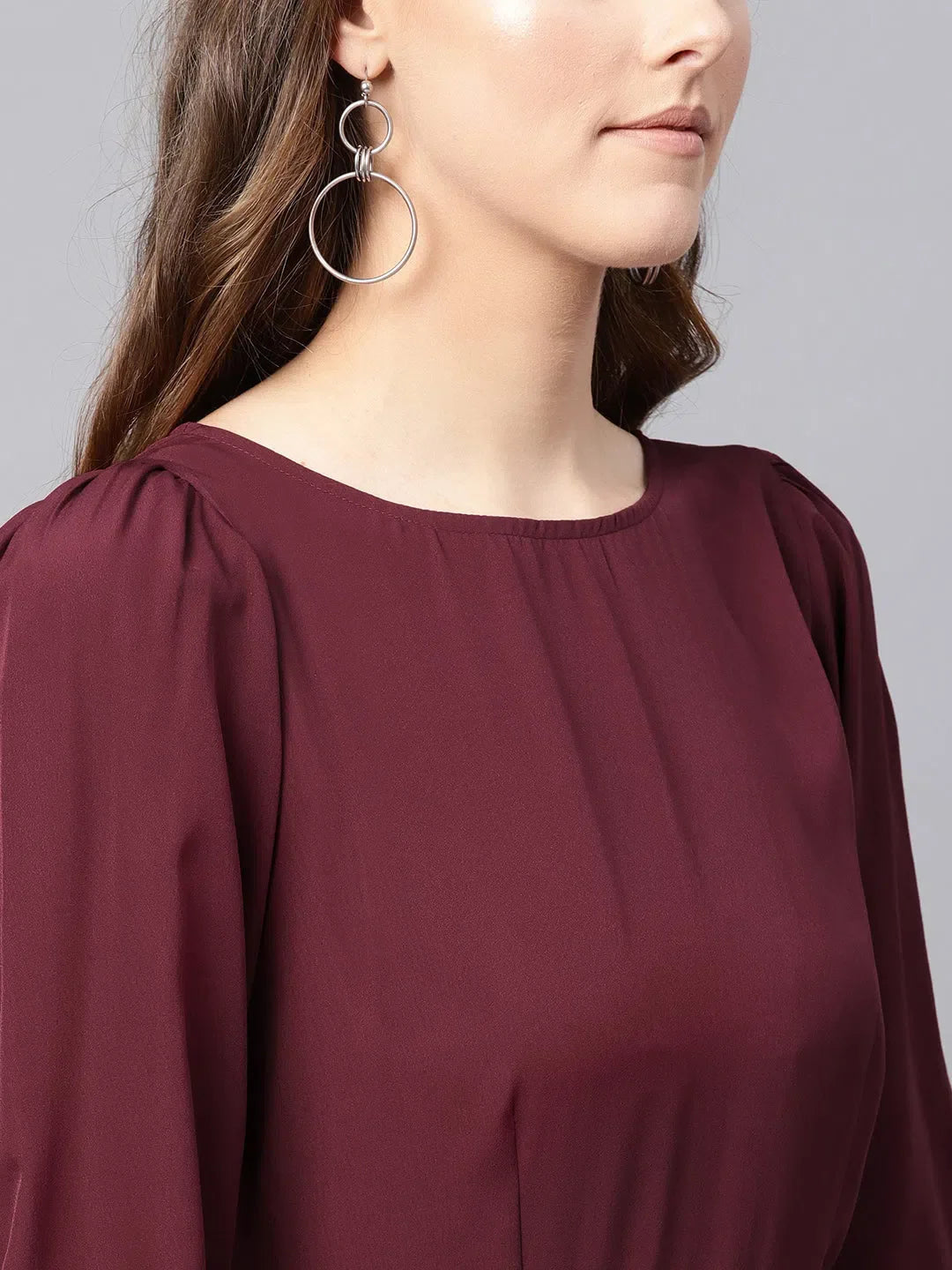 Women's Maroon Jumpsuit with Belt - Designer Lehenga Look