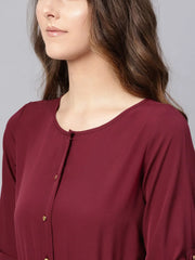 Women Solid Maroon Jumpsuits & Sets