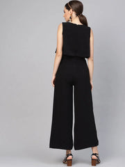 Women Solid Standard Black Jumpsuits & Sets