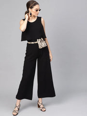 Women Solid Standard Black Jumpsuits & Sets