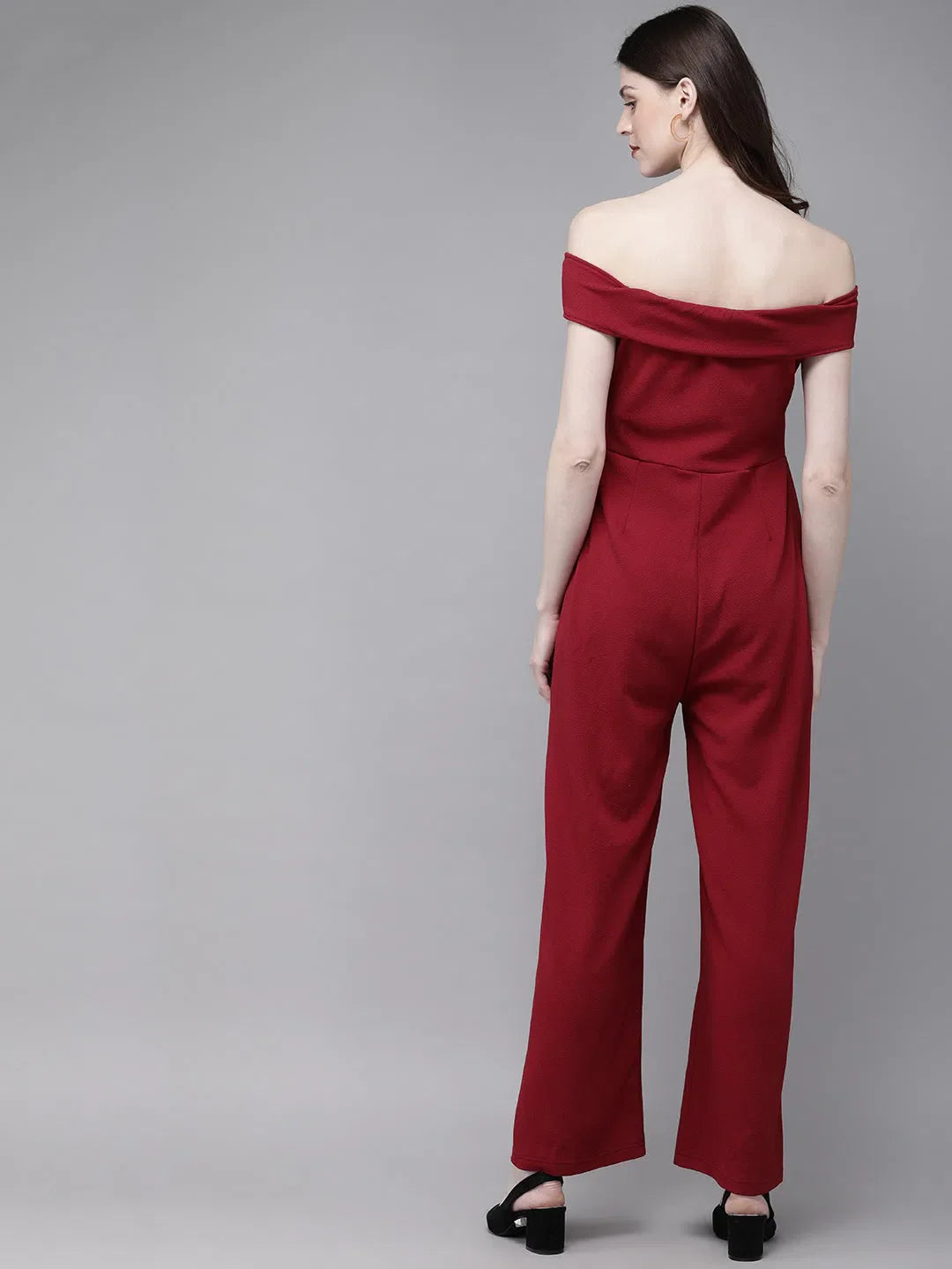 Maroon Off Shoulder Jumpsuit | Women's Lehenga Alternatives