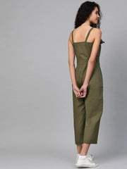 Women Solid Olive Jumpsuits & Sets