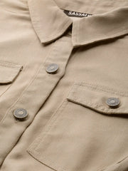 Women Solid Standard Beige Jumpsuits & Sets