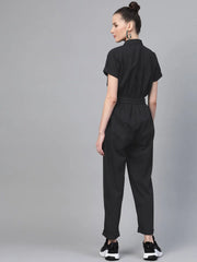 Women Solid Standard Black Jumpsuits & Sets