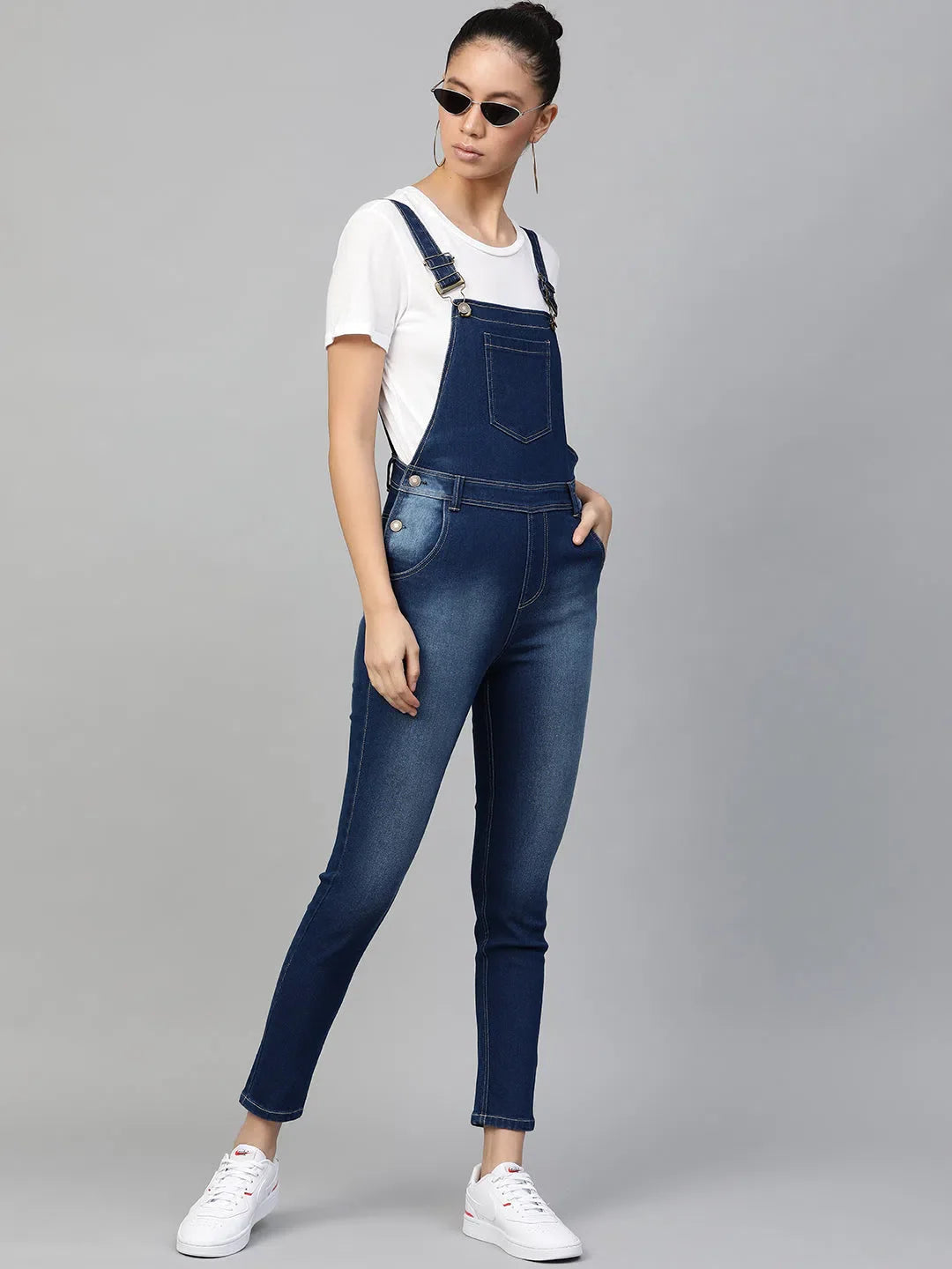 Women's Blue Denim Dungaree Jumpsuit - Casual & Chic