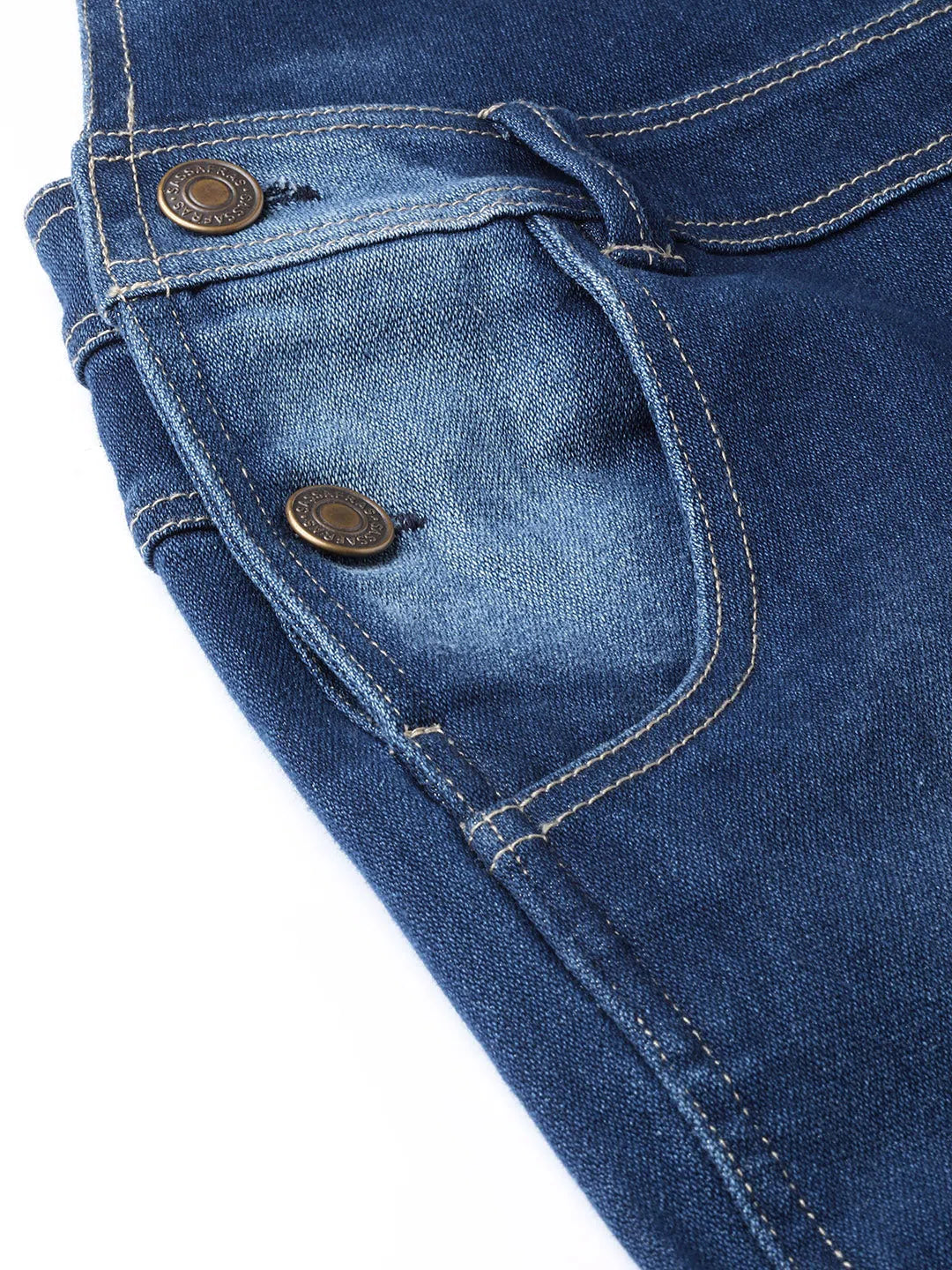 Women's Blue Denim Dungaree Jumpsuit - Casual & Chic