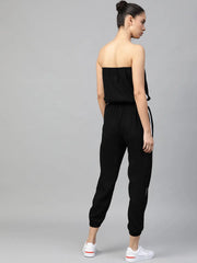 Women Solid Standard Black Jumpsuits & Sets