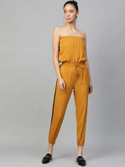 Women Solid Standard Mustard Jumpsuits & Sets