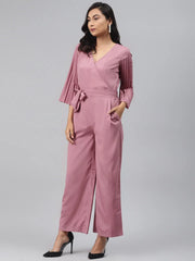 Women Solid Pink Jumpsuits & Sets