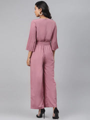 Women Solid Pink Jumpsuits & Sets