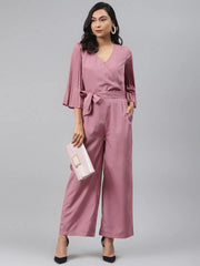 Women Solid Pink Jumpsuits & Sets
