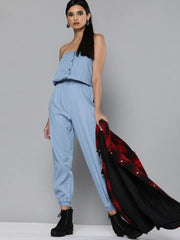 Women Solid Blue Jumpsuits & Sets