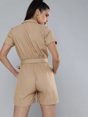 Women Solid Beige Jumpsuits & Sets