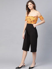 Women Printed Mustard Jumpsuits & Sets