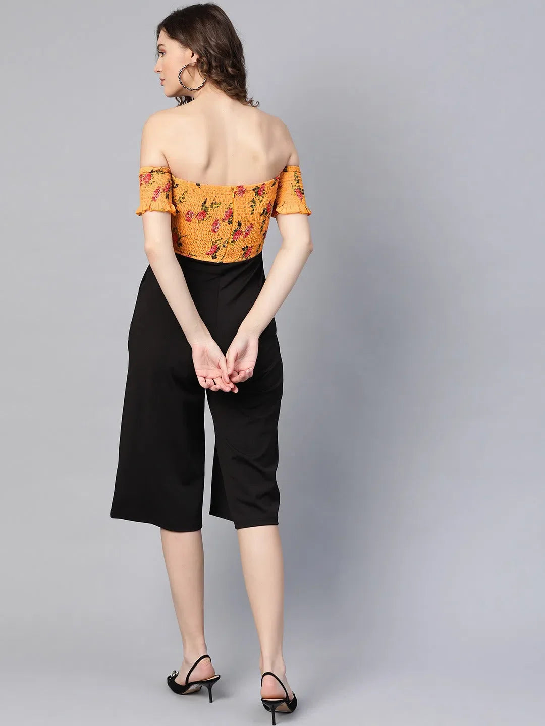 Women's Printed Mustard Jumpsuit | Elegant Party Wear