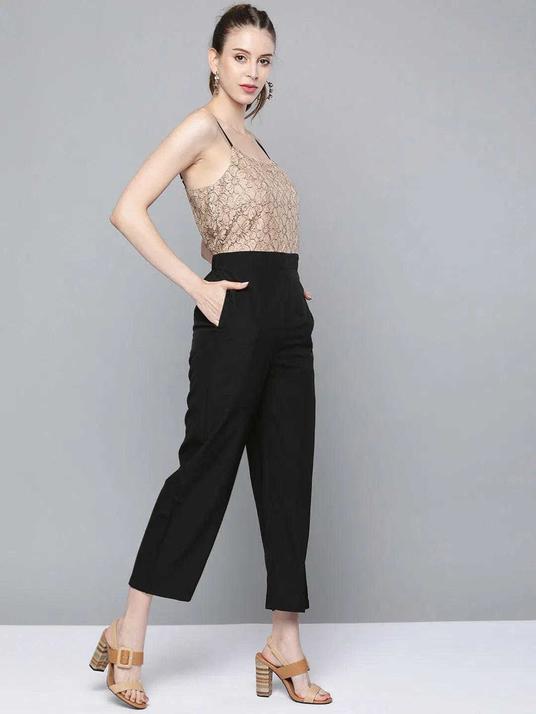 Beige Lace Jumpsuit | Women's Lehenga Alternative & Stylish Sets