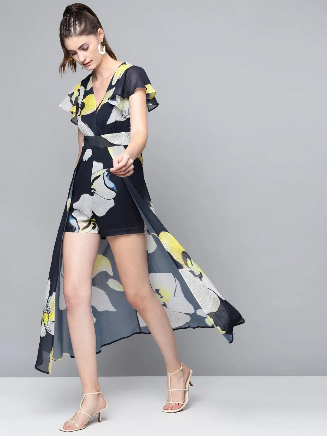 Printed Navy Jumpsuit for Women - Floral Maxi Romper Online