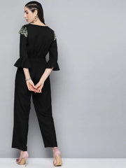 Women Solid Black Jumpsuits & Sets
