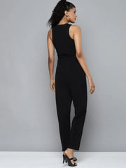 Women Solid Black Jumpsuits & Sets