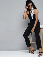 Women Solid Black Jumpsuits & Sets