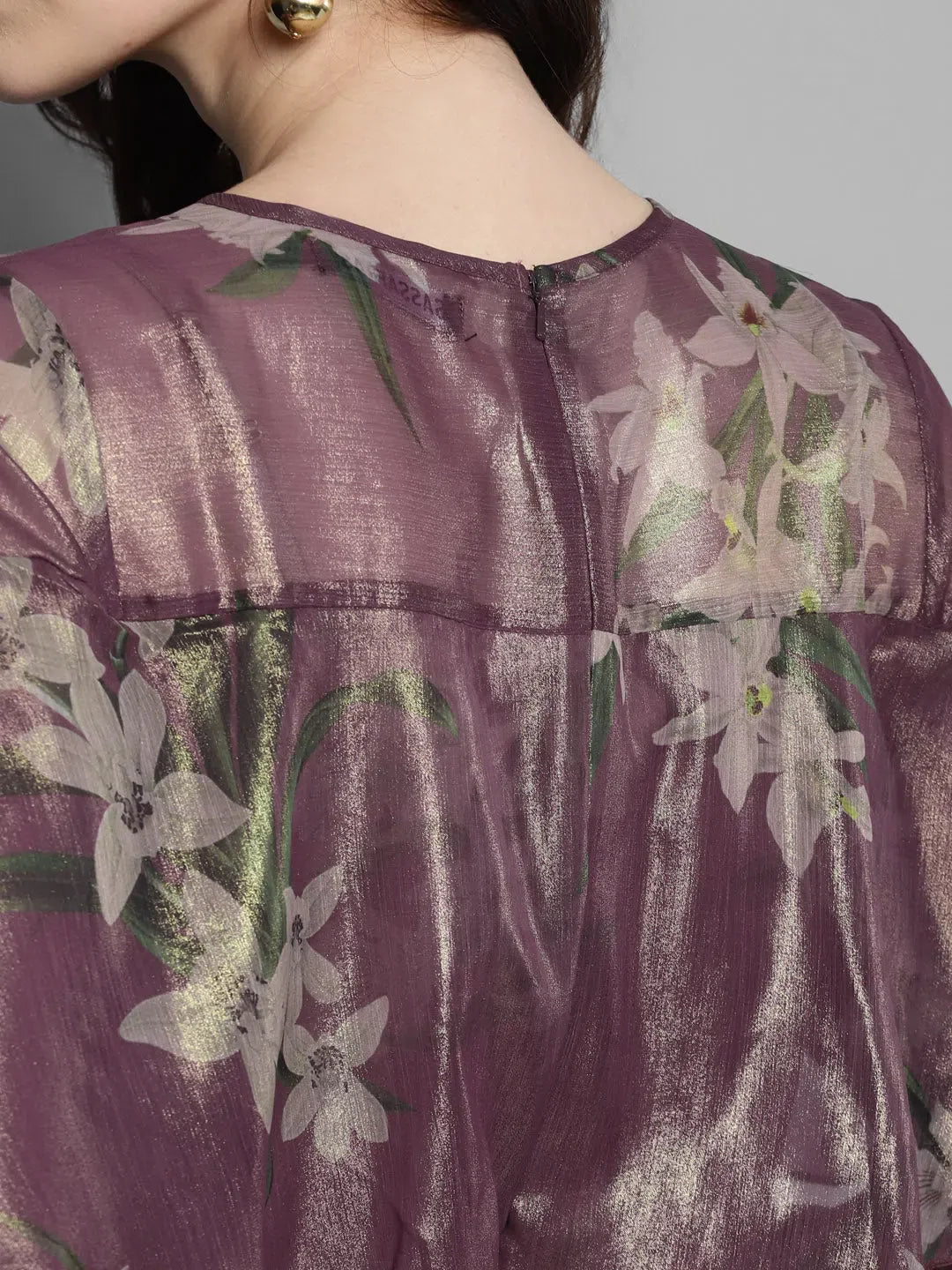 Printed Purple Chiffon Jumpsuit - Lehenga for Women Alternative