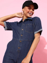 Women Solid Navy Jumpsuits & Sets