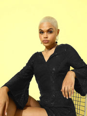 Women Solid Black Jumpsuits & Sets