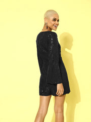 Women Solid Black Jumpsuits & Sets