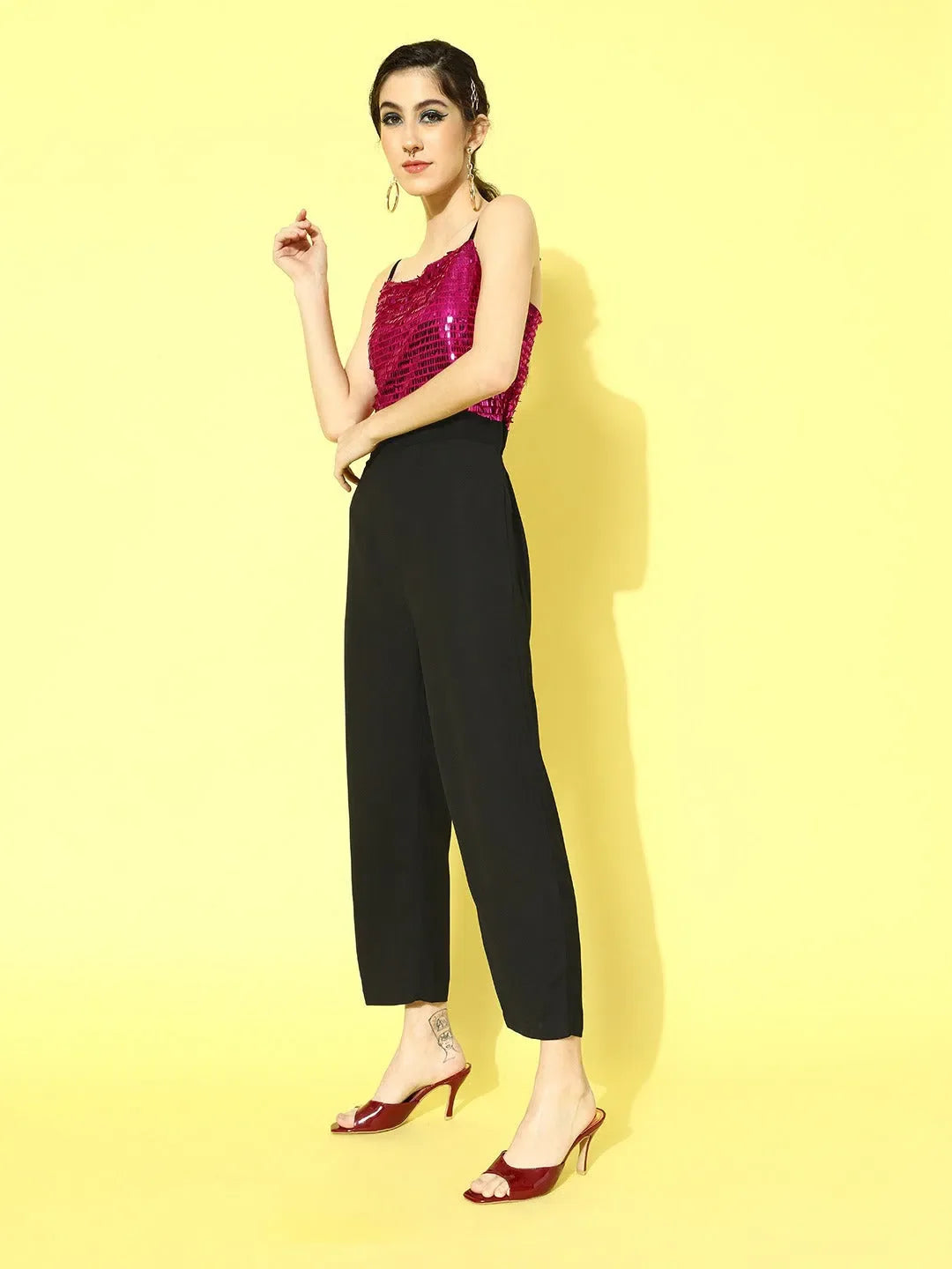 Fuchsia Sequin Jumpsuit - Festive Lehenga Alternative