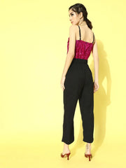 Women Solid Fuschia Jumpsuits & Sets