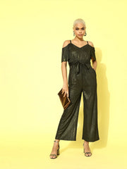 Women Solid Black Jumpsuits & Sets