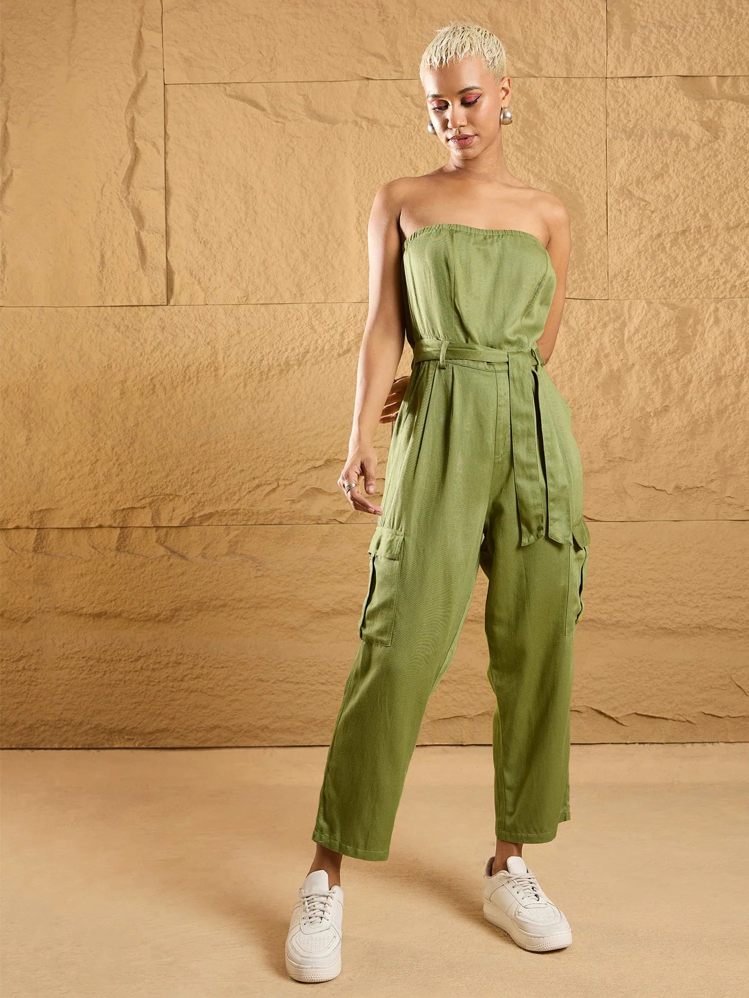 Olive Off-Shoulder Jumpsuit | Casual Jumpsuits for Women