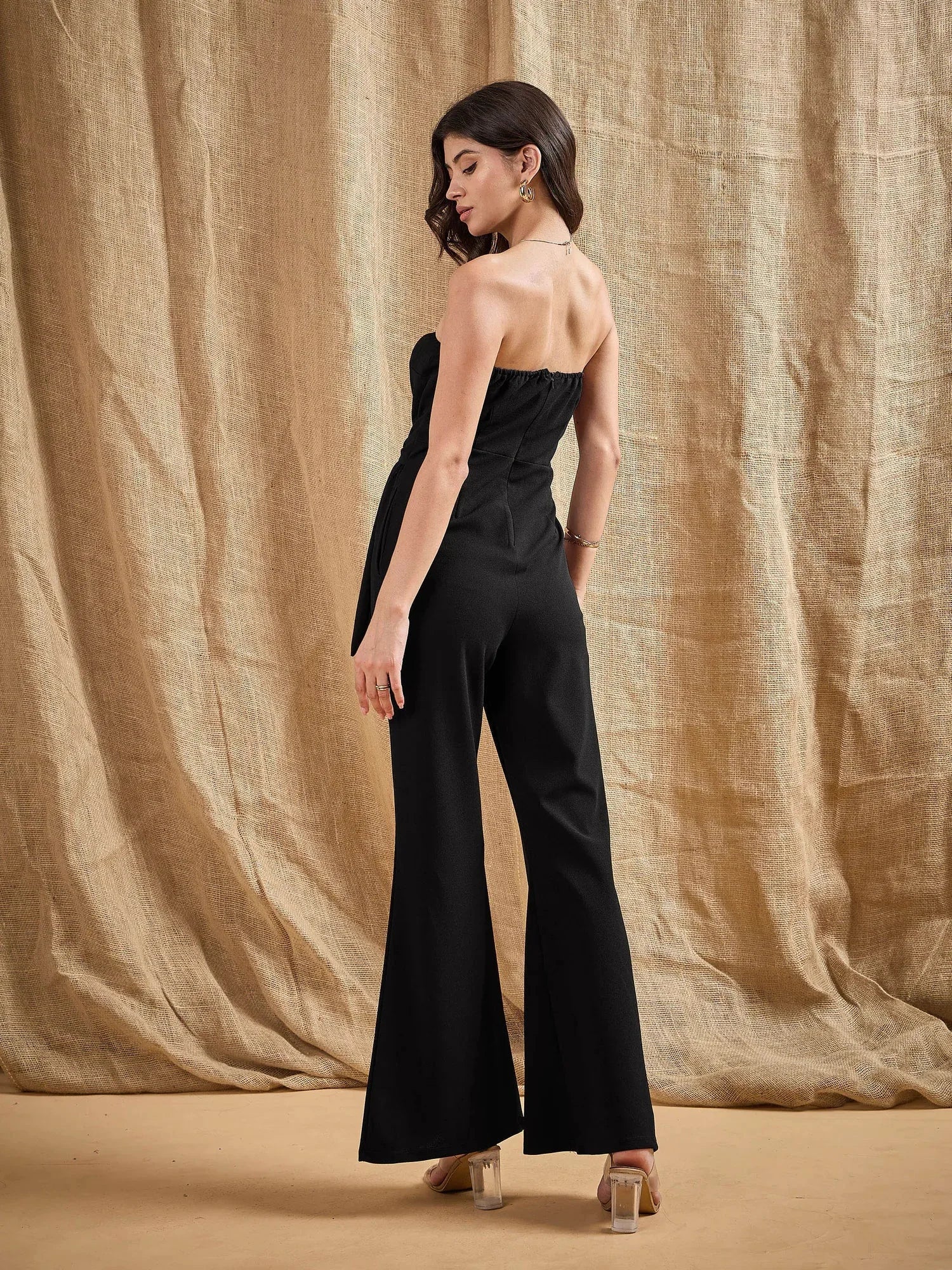 Black Off-Shoulder Belted Jumpsuit | Formal Jumpsuit Outfits
