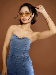 Women Blue Blast Denim Off Shoulder Jumpsuit-SFJMPS8335