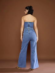 Women Blue Blast Denim Off Shoulder Jumpsuit-SFJMPS8335