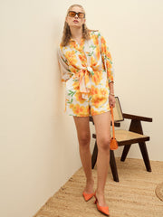 Women Yellow Floral Tie-Knot Playsuit-SFJMPS8351