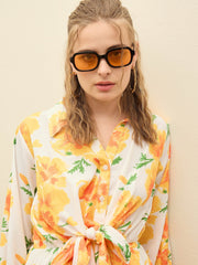 Women Yellow Floral Tie-Knot Playsuit-SFJMPS8351