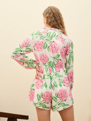 Women White Floral Balloon Sleeves Playsuit-SFJMPS8353