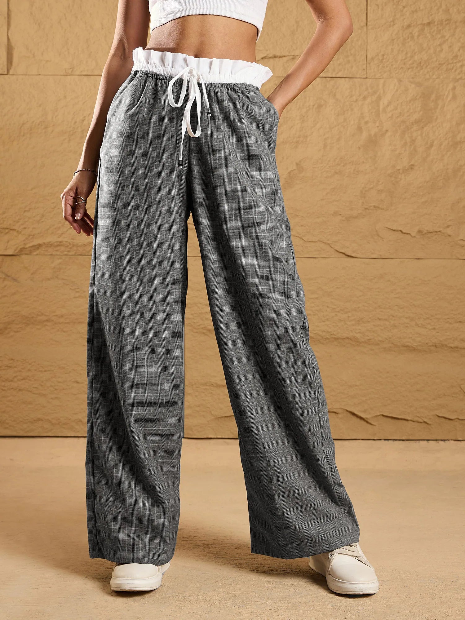 Checkered Women's Western Wear Pants - Stylish & Comfy!