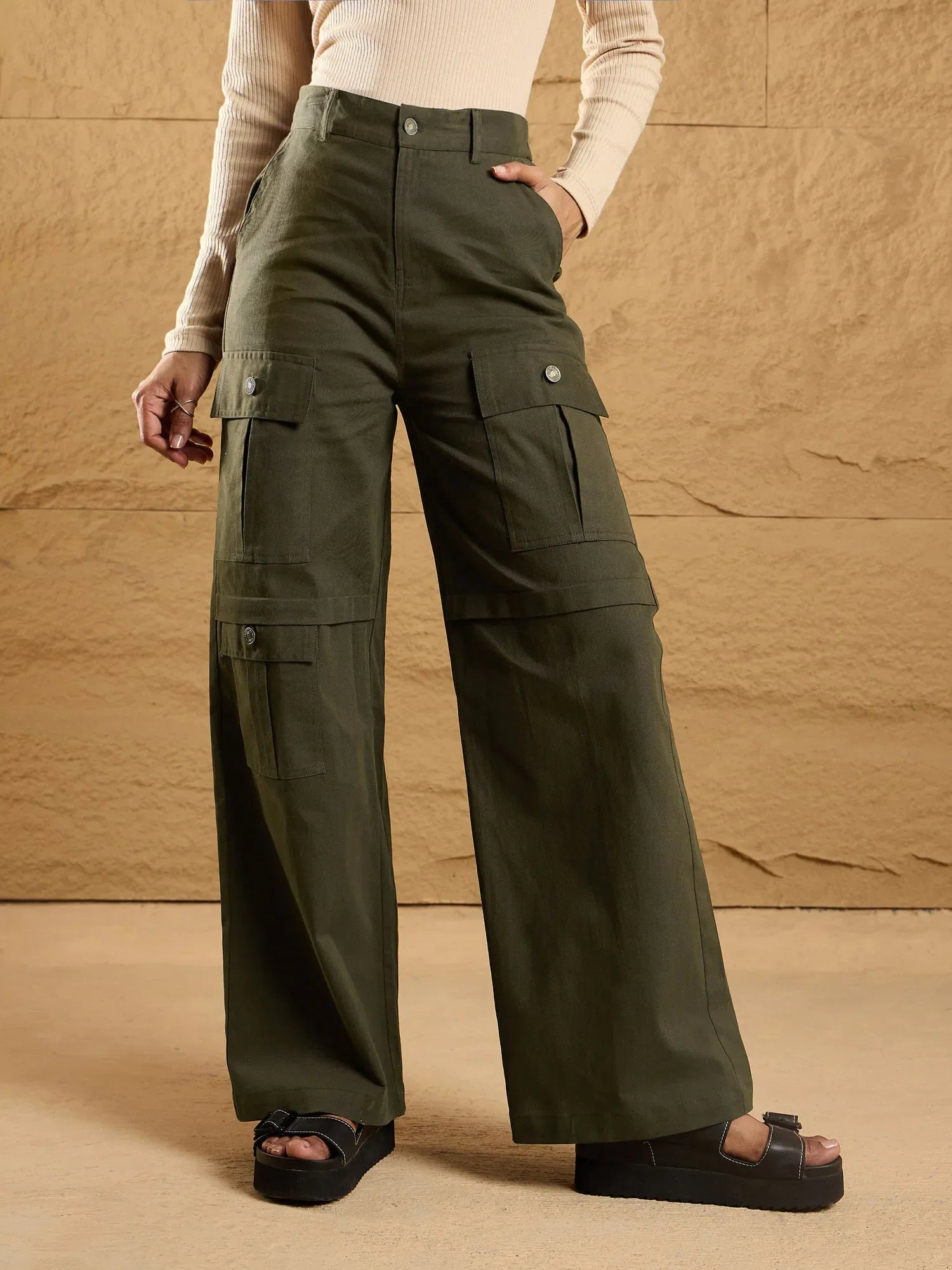 Olive Front Pocket Pants - Women's Western Clothing, Cotton