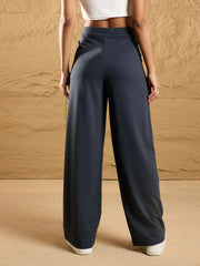 Women Steel Grey Waist Belt Comfort Fit Korean Pants-SFPANT50859