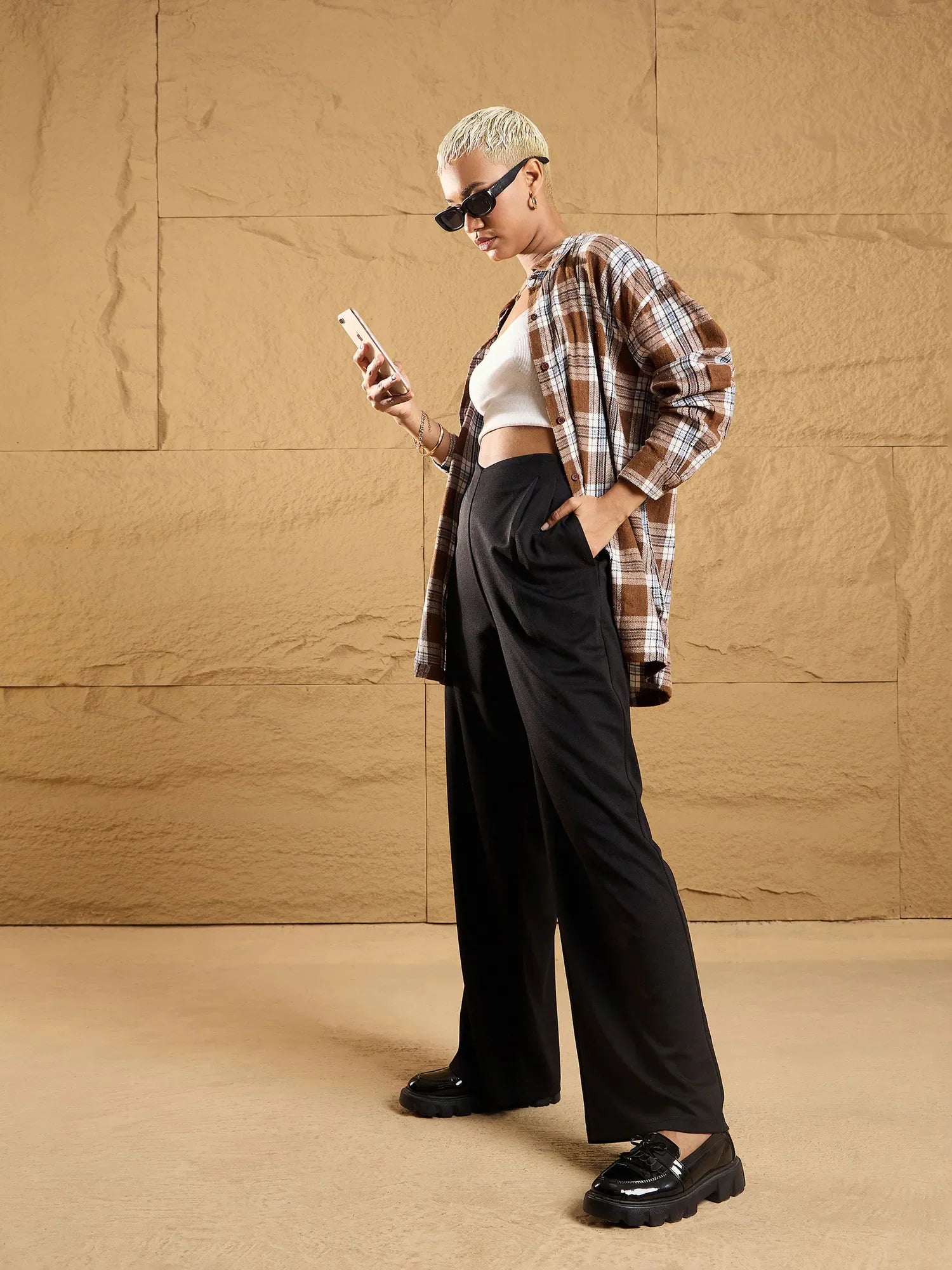 Black Pleated Korean Pants - Women's Western Outfits