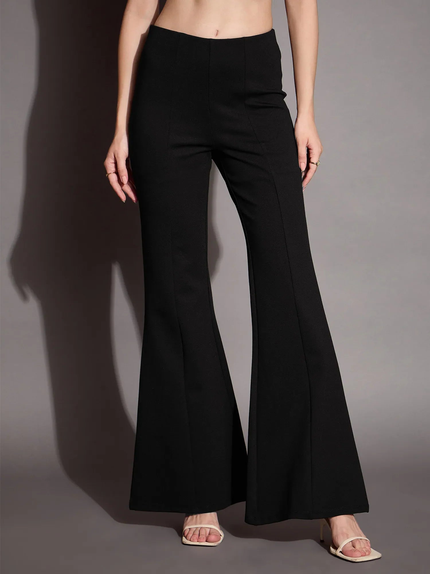 Women's Western Wear: Black Bootcut Flared High-Rise Trousers