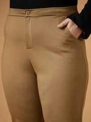 Women Beige Mom Fit Pants-SFPANT50941