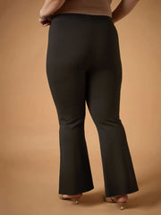 Women Brown Front Slit Detail Bell Bottom Pants-SFPANT50942