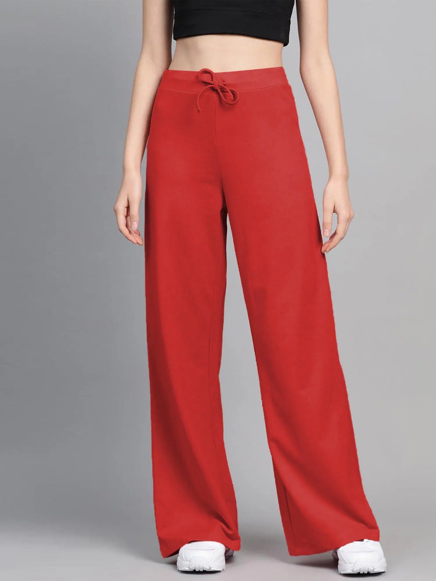 Red Terry Wide Leg Pants | Women's Workout Pants & Activewear