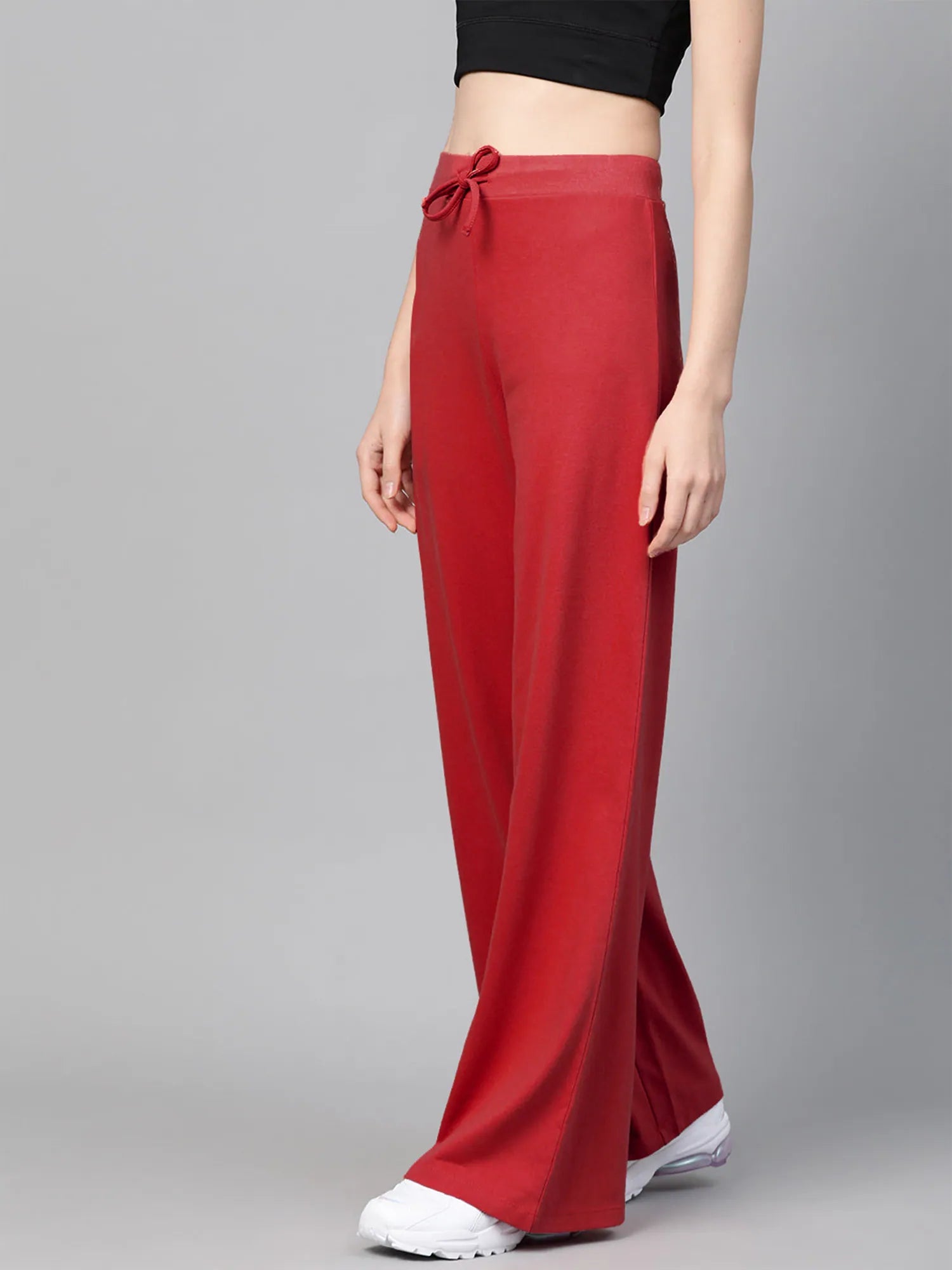 Red Terry Wide Leg Pants | Women's Workout Pants & Activewear