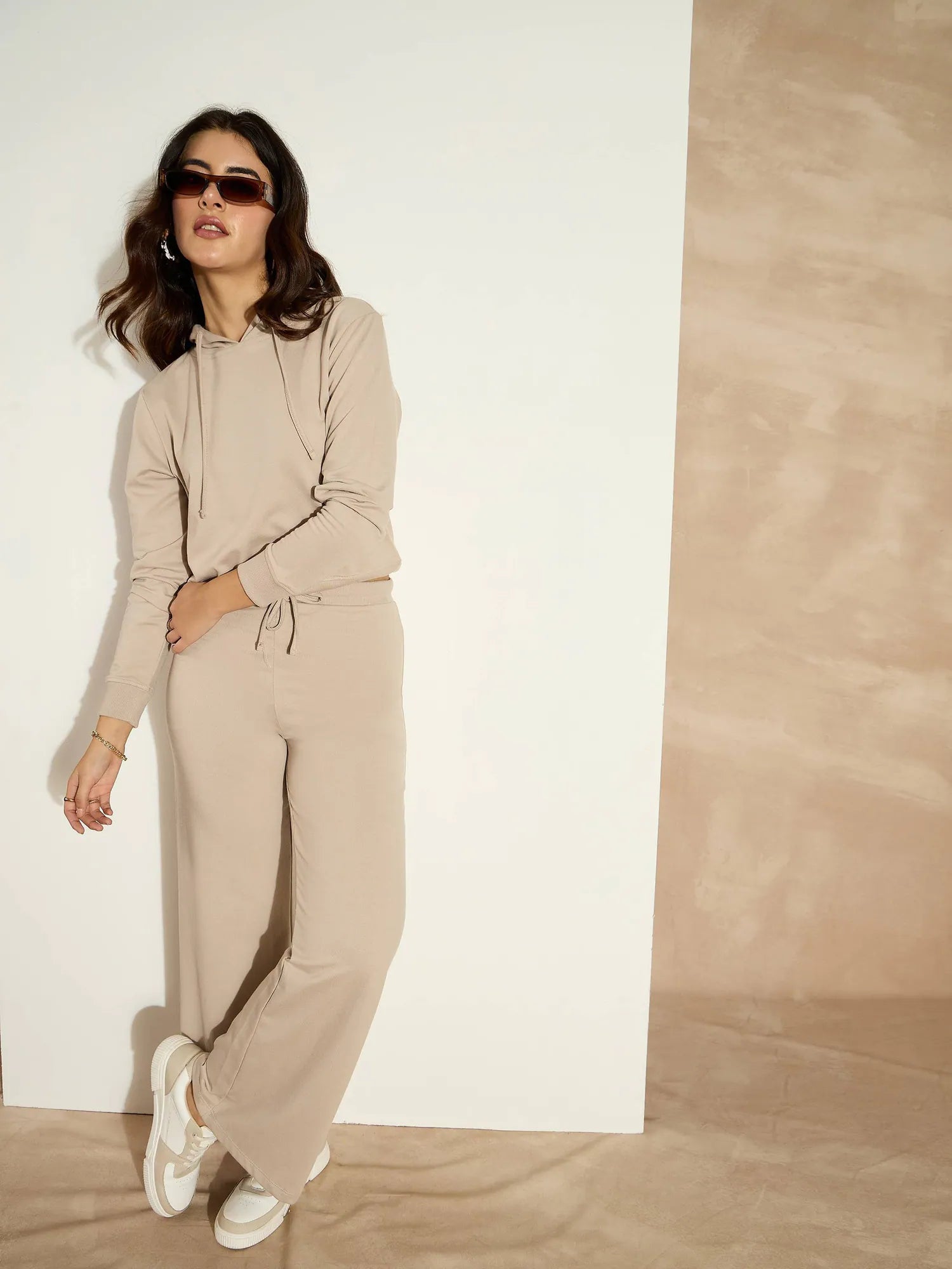 Taupe Wide Leg Drawstring Pants - Women's Gym Clothes & Active...