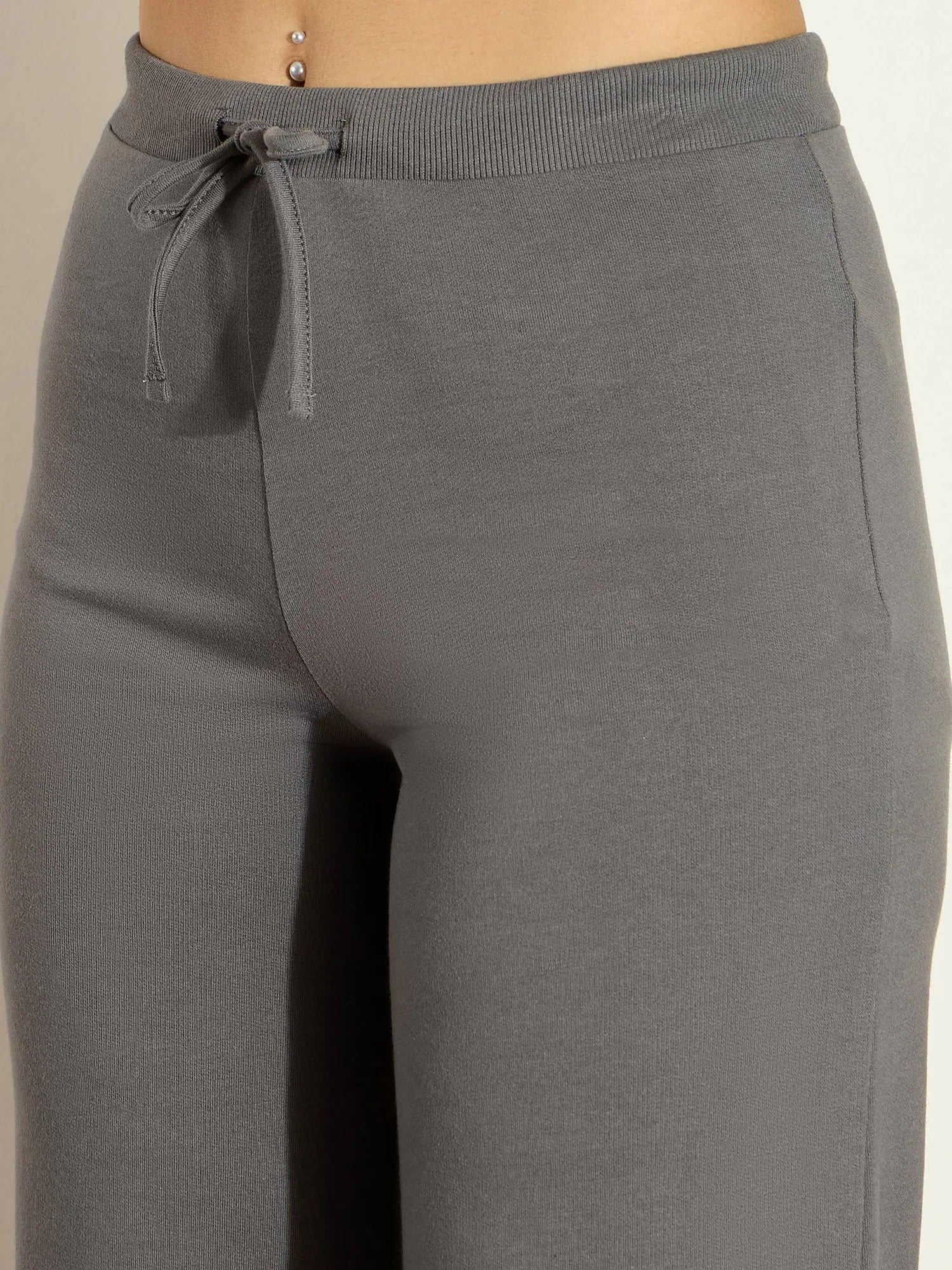 Dark Grey Terry Wide Leg Pants - Women's Gym Clothes Activewear
