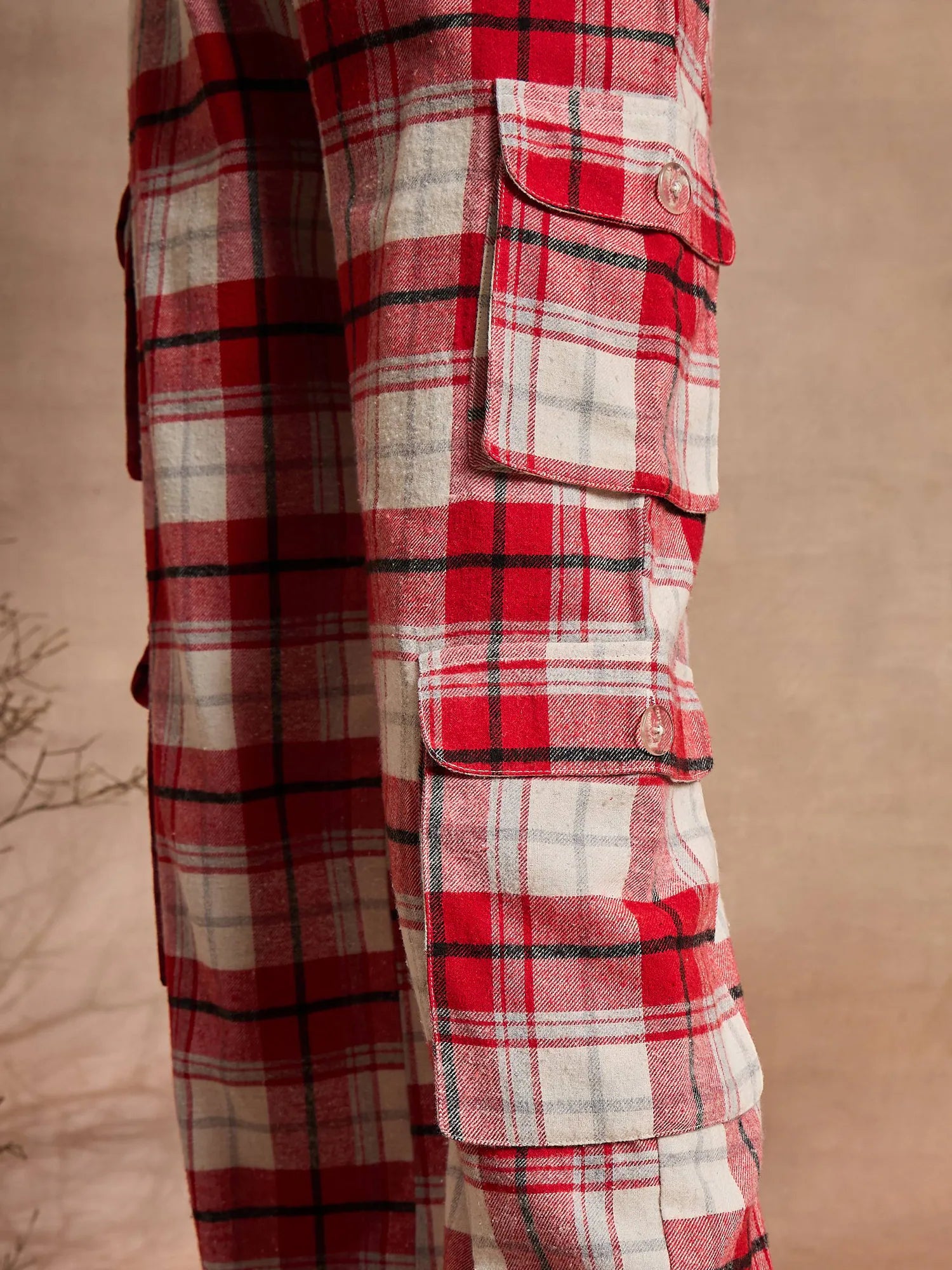 Red & White Check Cargo Pants | Women's Western Clothing